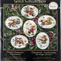 Playful Snowmen Ornaments Cross Stitch Kit