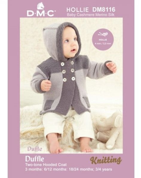 Two-Tone Hooded Duffle Coat Knitting Pattern