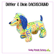 Digger & Dixie Dachshund Soft Toy Sewing Pattern