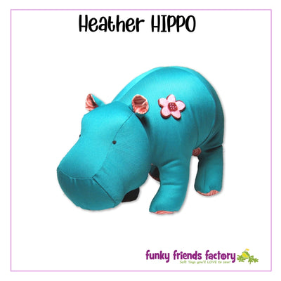 Heather Hippo Soft Toy Sewing Pattern
