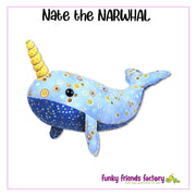 Nate the Narwhal Soft Toy Sewing Pattern