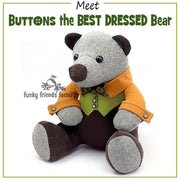 Buttons the Best Dressed Bear Soft Toy Sewing Pattern