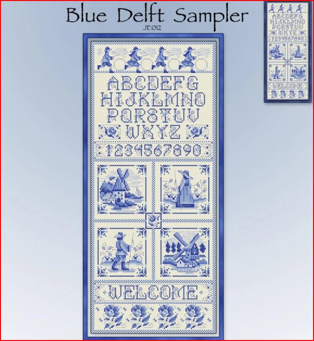 Blue Delft Sampler Cross Stitch Pattern