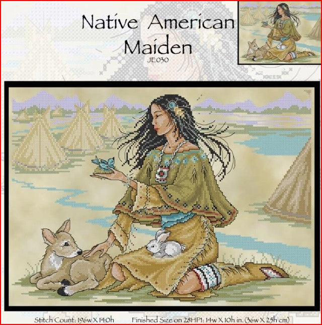 Native American Maiden Cross Stitch Pattern