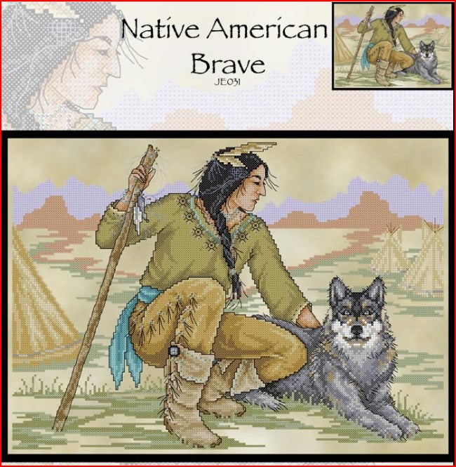Native American Brave Cross Stitch Pattern
