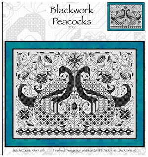 Blackwork Peacocks Cross Stitch Pattern
