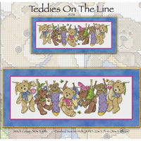 Teddies on the Line Cross Stitch Pattern