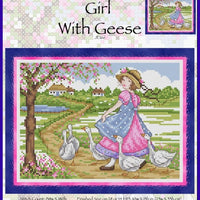 Girl with Geese Cross Stitch Pattern