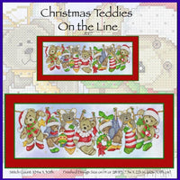 Christmas Teddies on the Line Cross Stitch Pattern