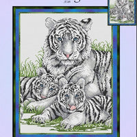 White Tigers Cross Stitch Pattern