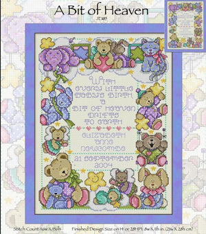 A Bit of Heaven Baby Sampler Cross Stitch Pattern