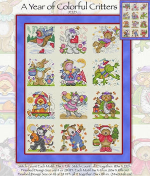 A Year of Colourful Critters Cross Stitch Pattern