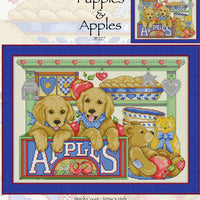 Puppies and Apples Cross Stitch Pattern