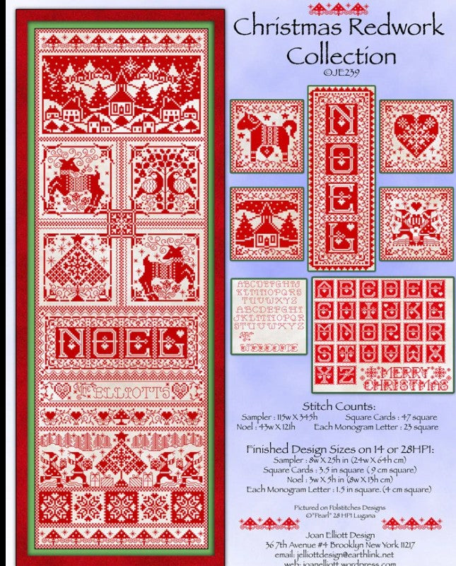 Christmas Redwork Collection Cross Stitch Pattern