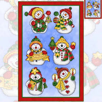 Jolly Snowman Ornaments Cross Stitch Pattern