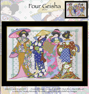 Four Geisha Cross Stitch Pattern