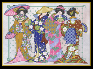 Four Geisha Cross Stitch Pattern