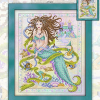 Coral Mermaid Cross Stitch Pattern