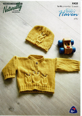 Owl Baby Jumper and Hat Knitting Pattern