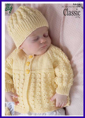 Classic Cardigan, Hat and Bootees Knitting Pattern