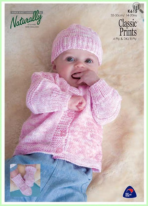 Classic 4ply Baby Cardigan, Hat and Bootees Knitting Pattern