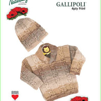 Baby Shawl Collar, Cable Jumper and Hat Knitting Pattern