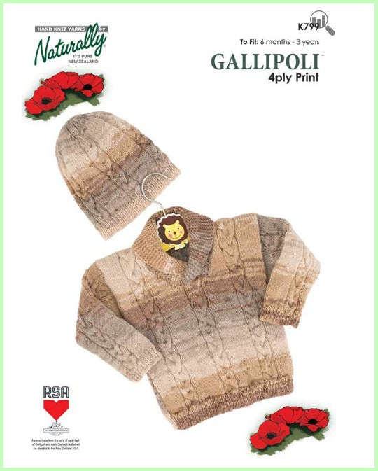 Baby Shawl Collar, Cable Jumper and Hat Knitting Pattern