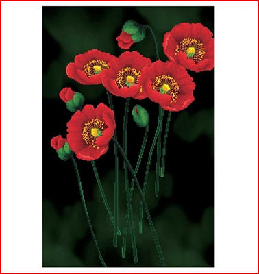 Red Poppies No Count Cross Stitch Kit