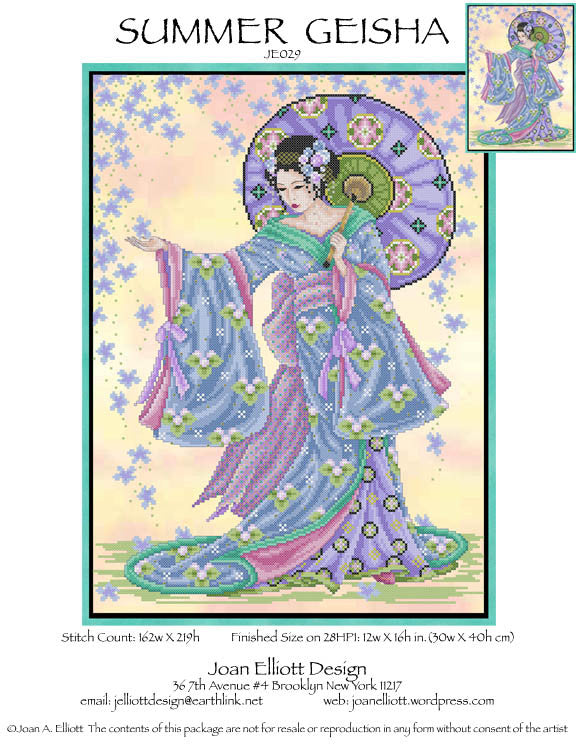 Summer Geisha Cross Stitch Pattern