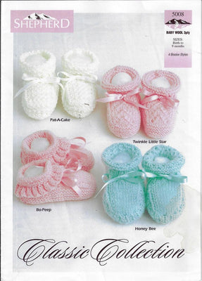 Shepherd Classic Collection Baby Booties Knitting Patterns