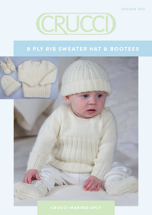 8ply Rib - Sweater, Hat & Bootees Knitting Pattern