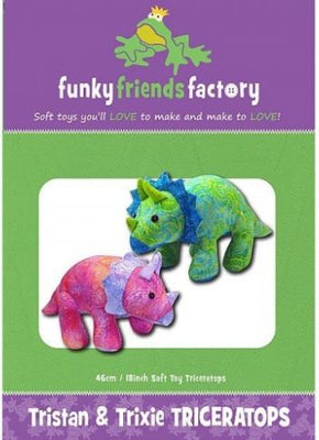 Tristan and Trixie Triceratops Dinosaur Soft Toy Sewing Pattern
