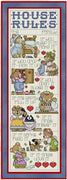 Teddy House Rules Cross Stitch Pattern