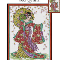 Red Geisha Cross Stitch Pattern