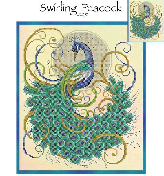 Swirling Peacock Cross Stitch Pattern