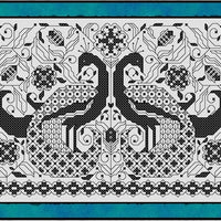 Blackwork Peacocks Cross Stitch Pattern