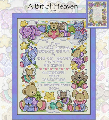 A Bit of Heaven Baby Sampler Cross Stitch Pattern