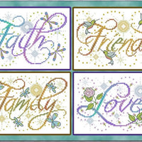 Faith, Family, Friends, Love Cross Stitch Pattern