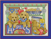 Puppies and Apples Cross Stitch Pattern