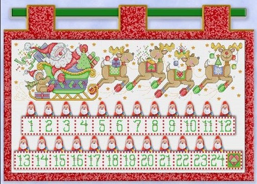 Santa and Friends, Advent Calendar Cross Stitch Pattern