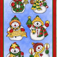 Jolly Snowman Ornaments Cross Stitch Pattern