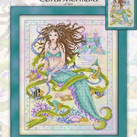 Coral Mermaid Cross Stitch Pattern