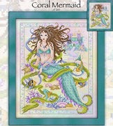 Coral Mermaid Cross Stitch Pattern