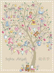 Baby Girl Tree Cross Stitch Pattern