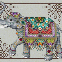 Jeweled Elephant Cross Stitch Pattern